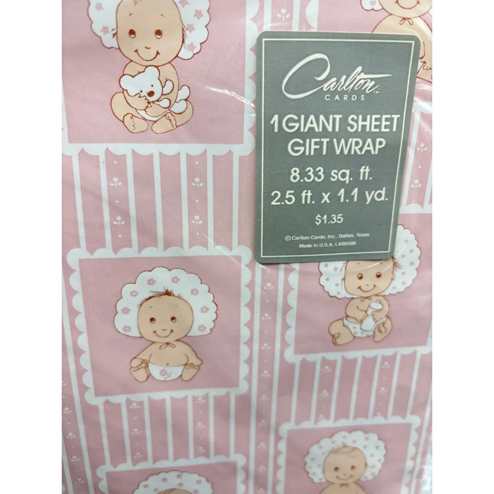 Vintage Baby Shower Gift Wrap Lot American Greetings Carlton‎ Cards 14 Sheets